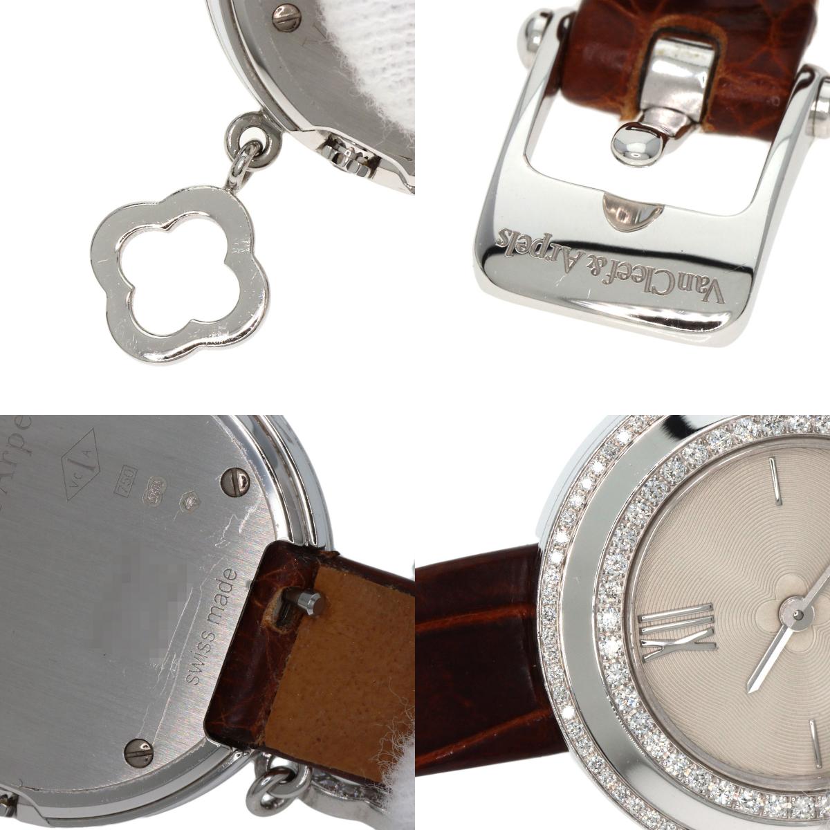 Van Cleef & Arpels Charm Mini Watch Diamond Watches VCARO29A00 K18 White Gold/Leather Ladies