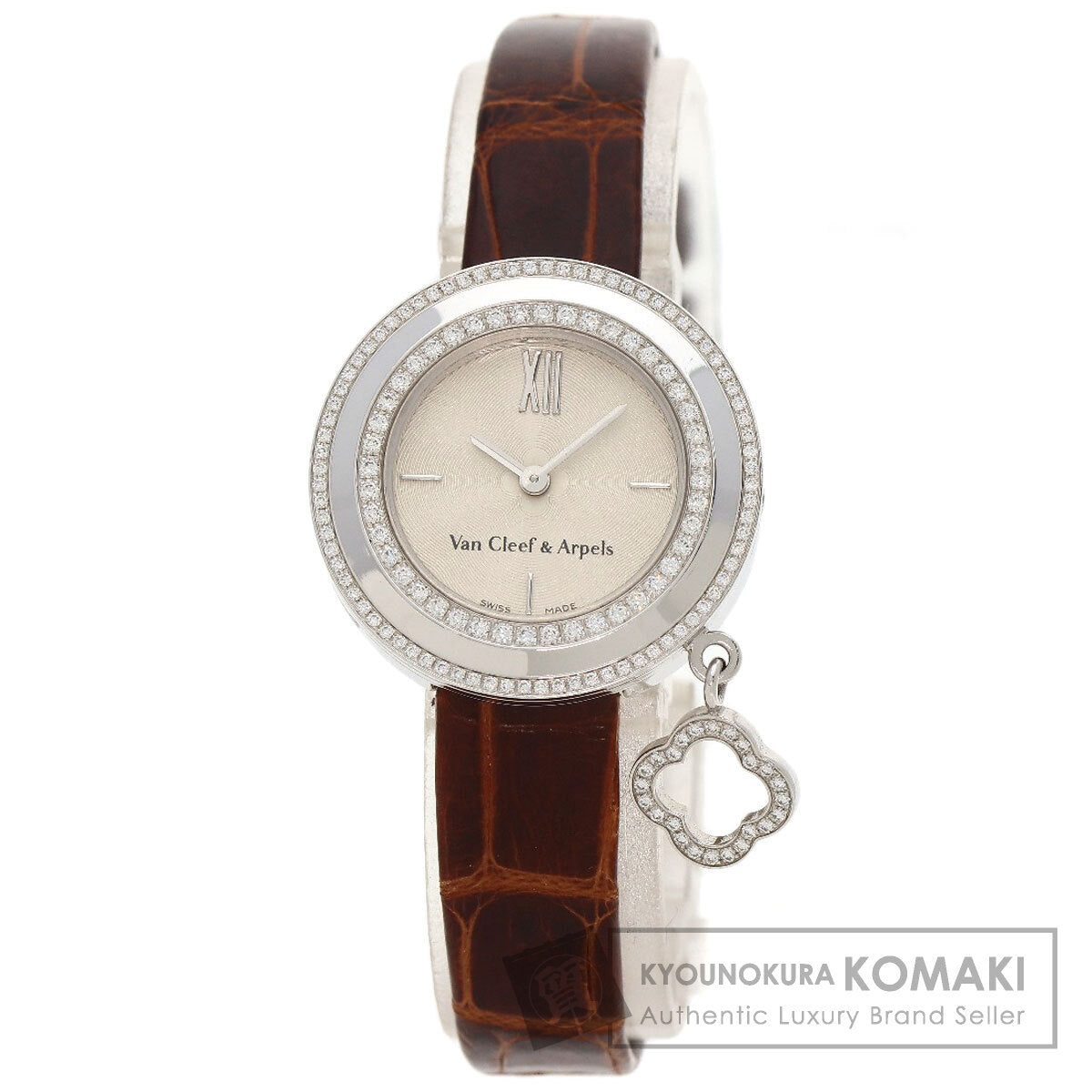Van Cleef & Arpels Charm Mini Watch Diamond Watches VCARO29A00 K18 White Gold/Leather Ladies