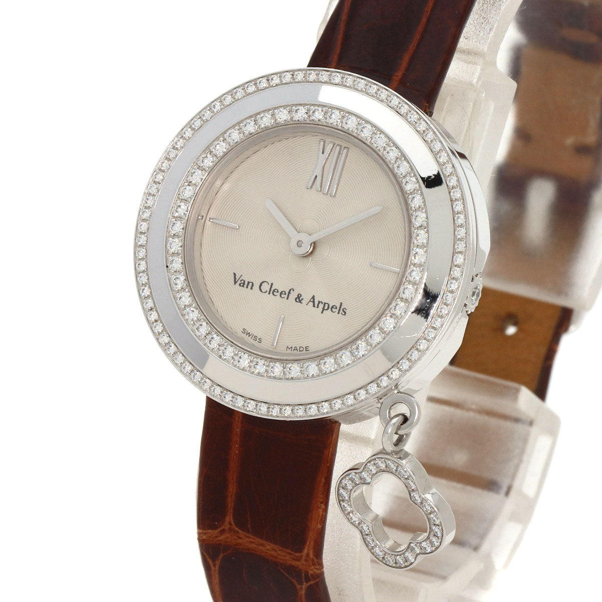 Van Cleef & Arpels Charm Mini Watch Diamond Watches VCARO29A00 K18 White Gold/Leather Ladies