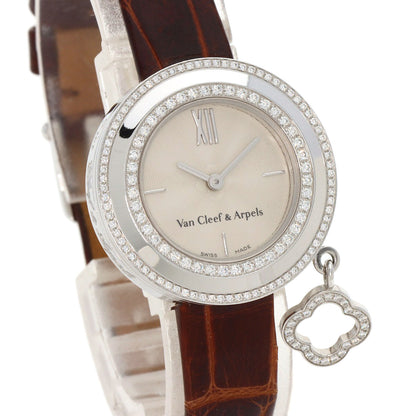 Van Cleef & Arpels Charm Mini Watch Diamond Watches VCARO29A00 K18 White Gold/Leather Ladies