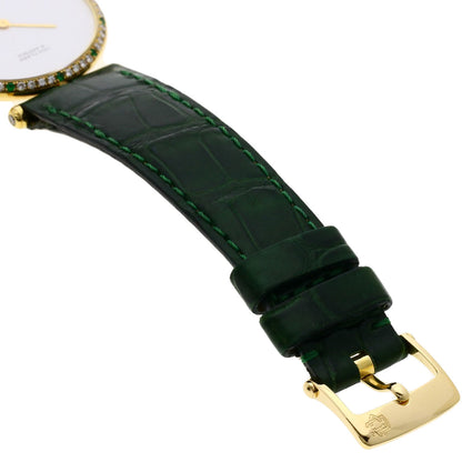 Van Cleef & Arpels Pierre Emerald Diamond Watches 18101B1 K18 Yellow Gold/Leather Ladies