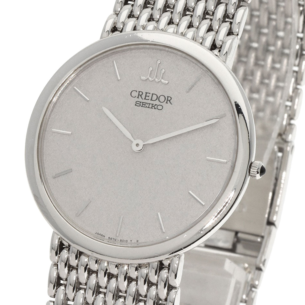 SEIKO CREDOR round face Watches 5A74-2020 Platinum PT950/PT950 Ladies