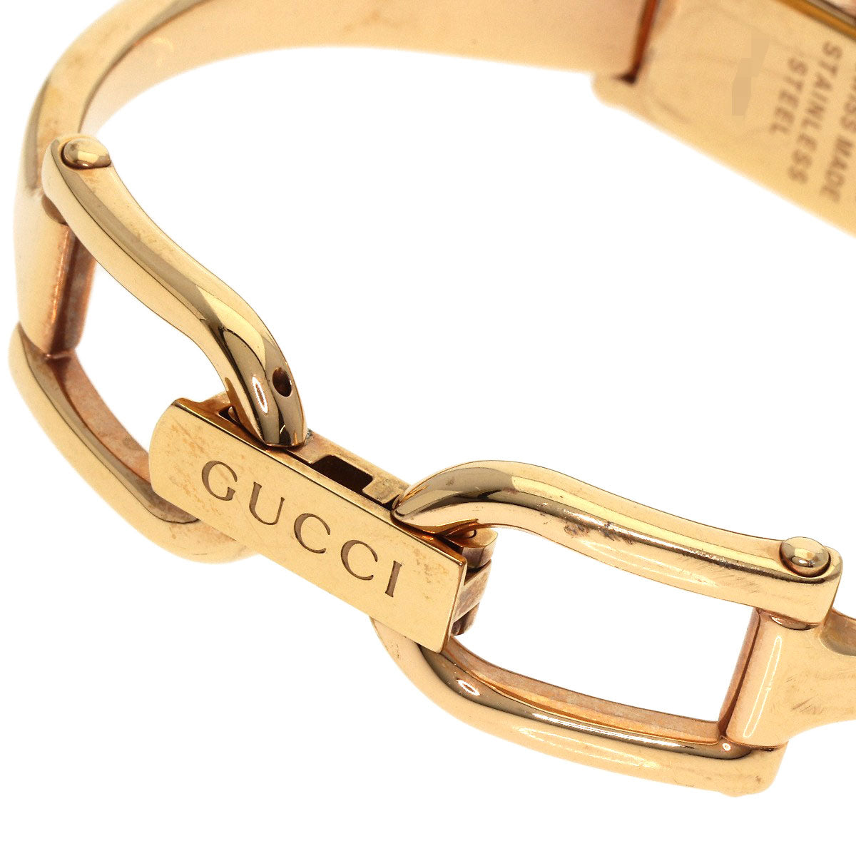 GUCCI Square Face Bangle 1P Diamond GG Watches 1500L PGP/PGP Ladies