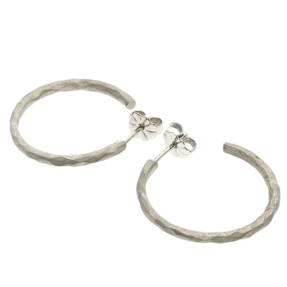 TIFFANY&Co. Hammered Hammer Hoop earring Silver Ladies [Used]