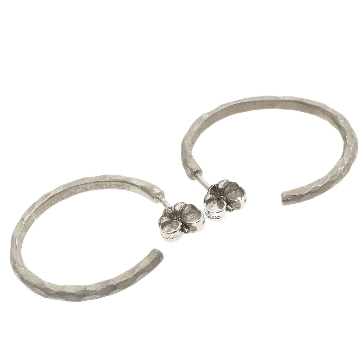 TIFFANY&Co. Hammered Hammer Hoop earring Silver Ladies [Used]