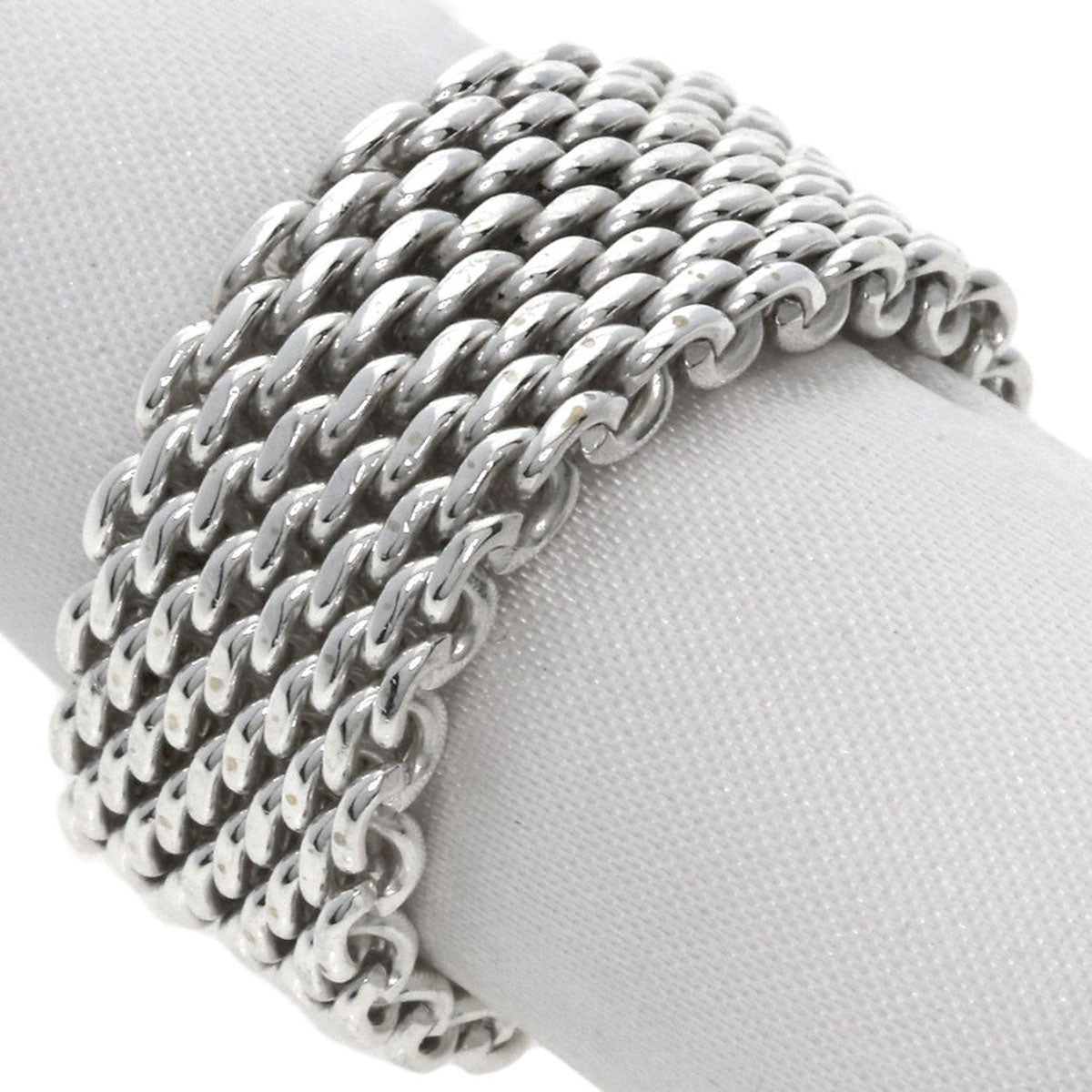 TIFFANY&Co. Somerset mesh Ring Silver Ladies [Used]