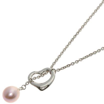 TIFFANY&Co. Freshwater Pearl Open Heart Lariat Necklace Silver Ladies [Used]
