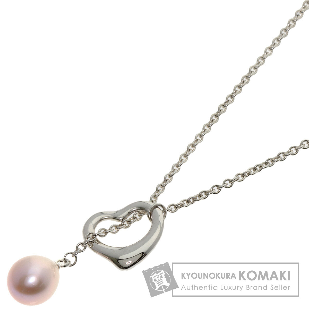 TIFFANY&Co. Freshwater Pearl Open Heart Lariat Necklace Silver Ladies [Used]