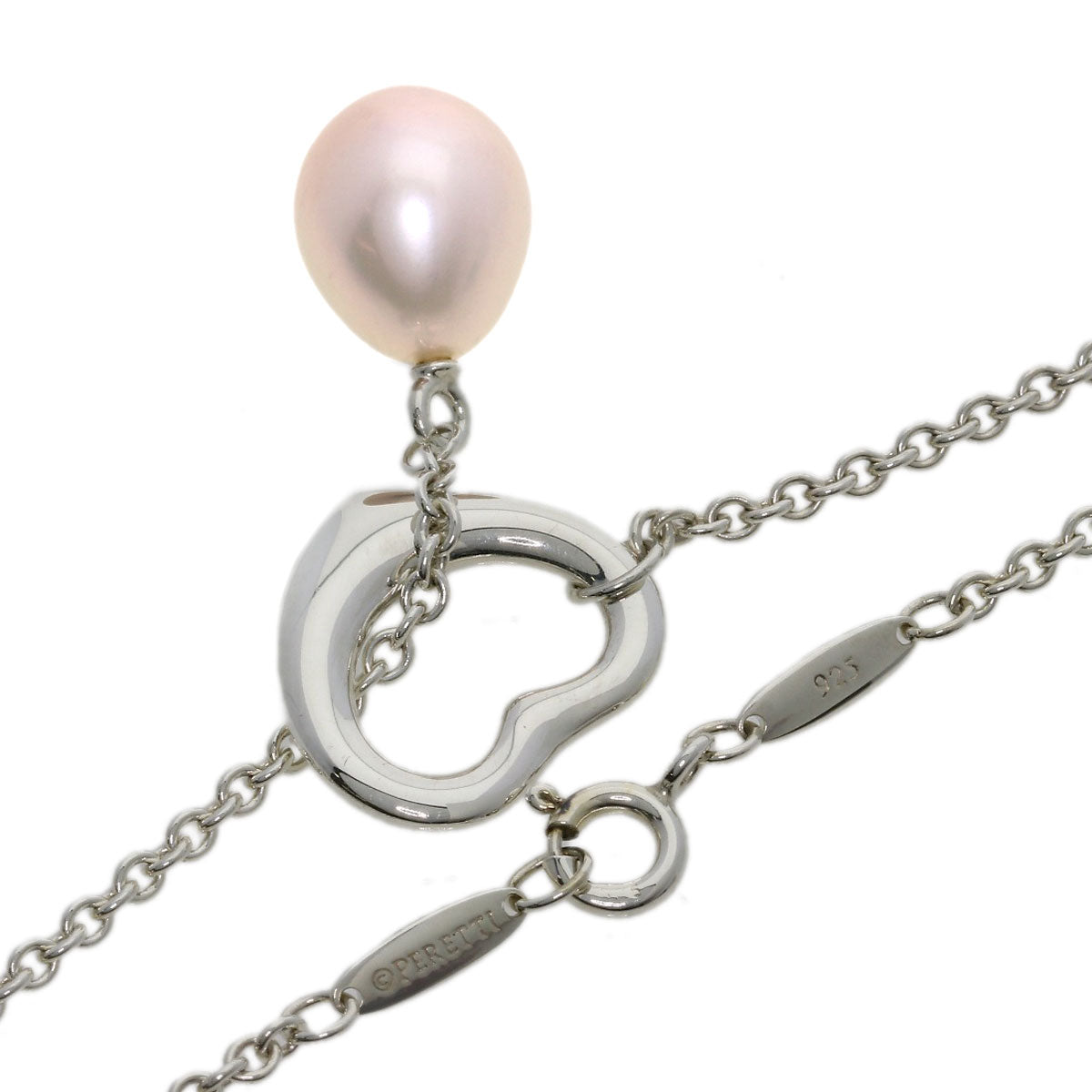 TIFFANY&Co. Freshwater Pearl Open Heart Lariat Necklace Silver Ladies [Used]