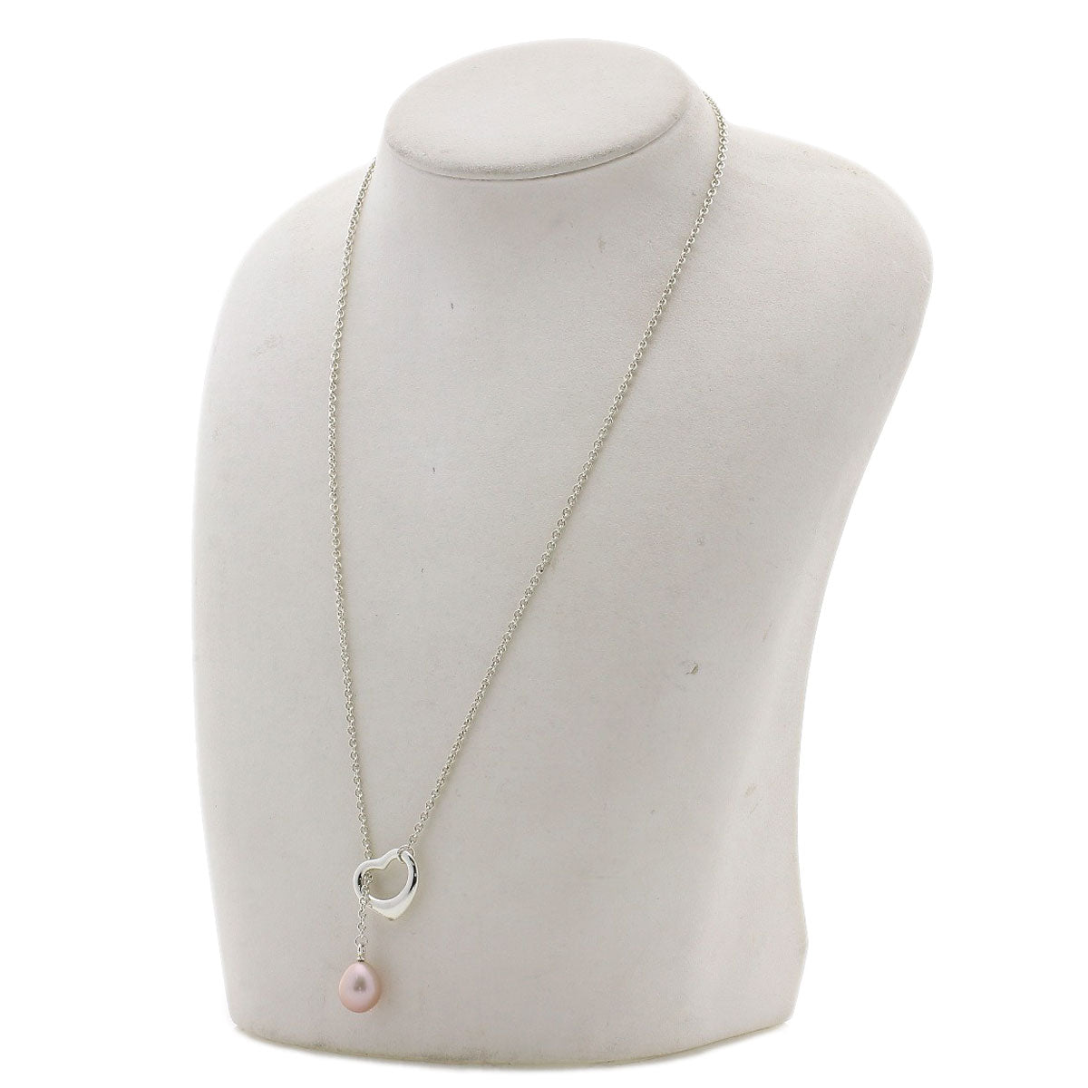 TIFFANY&Co. Freshwater Pearl Open Heart Lariat Necklace Silver Ladies [Used]