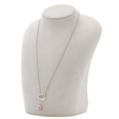 TIFFANY&Co. Freshwater Pearl Open Heart Lariat Necklace Silver Ladies [Used]