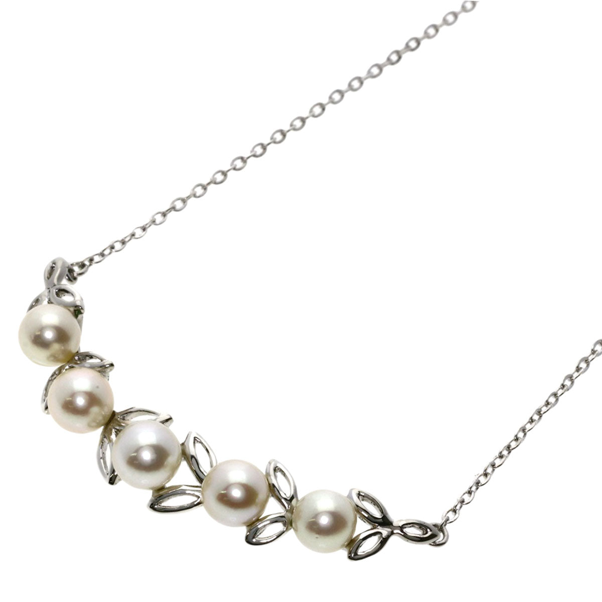 MIKIMOTO Leaf Akoya Pearl Pearl Necklace Silver Ladies [Used]