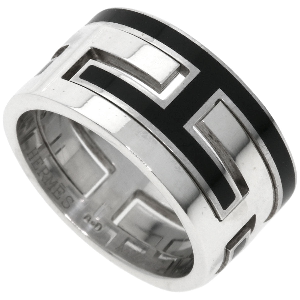 HERMES Move Ash Enamel #49 Ring Silver Ladies [Used]