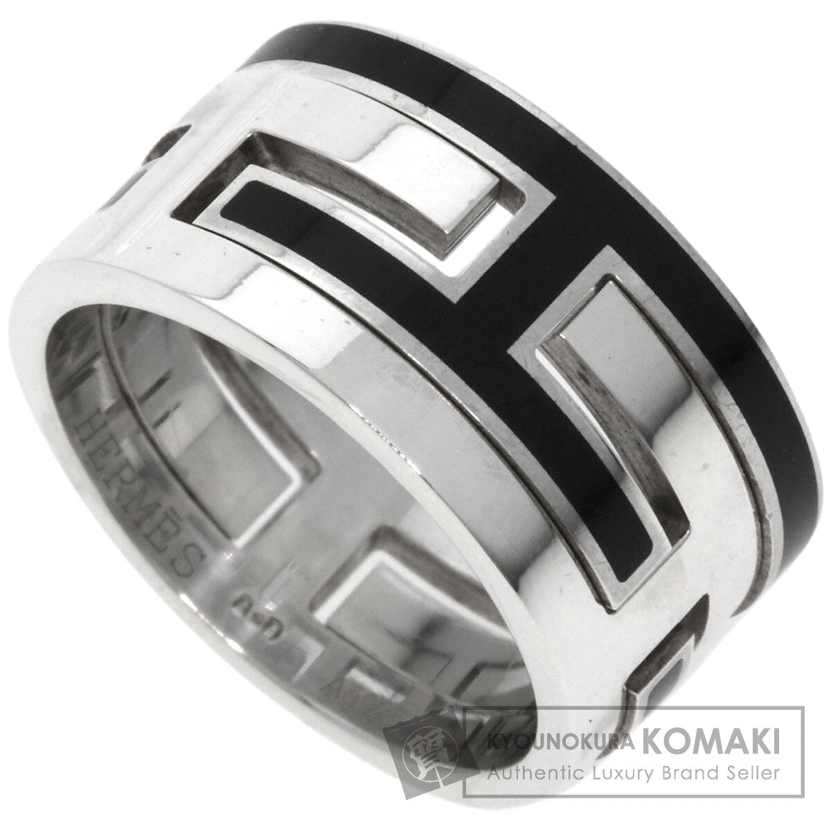 HERMES Move Ash Enamel #49 Ring Silver Ladies [Used]