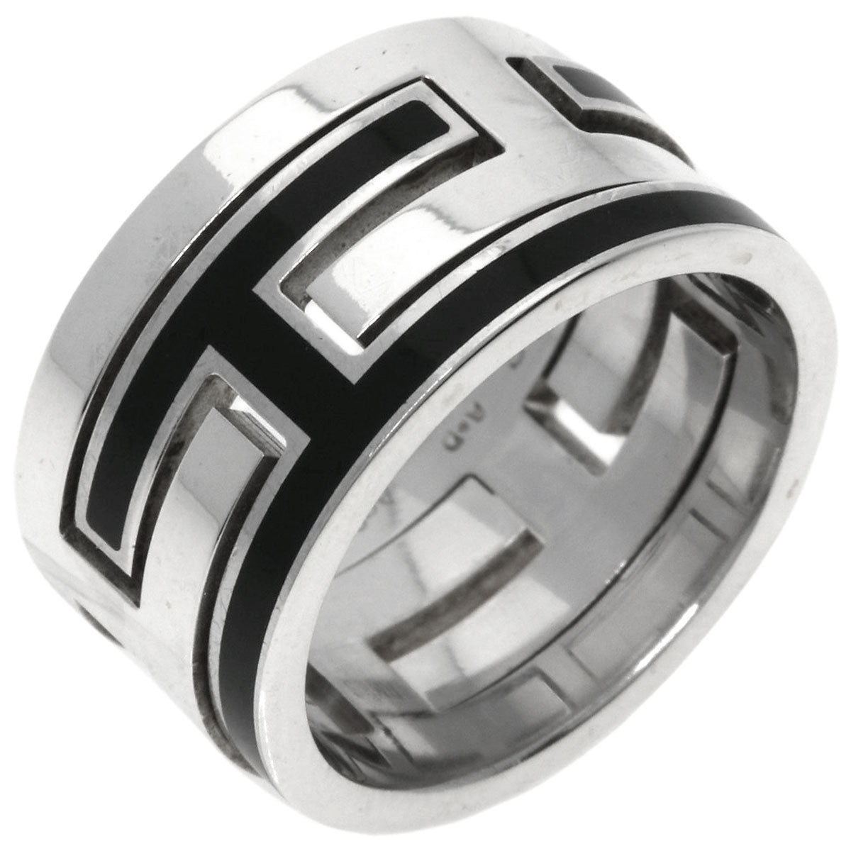 HERMES Move Ash Enamel #49 Ring Silver Ladies [Used]