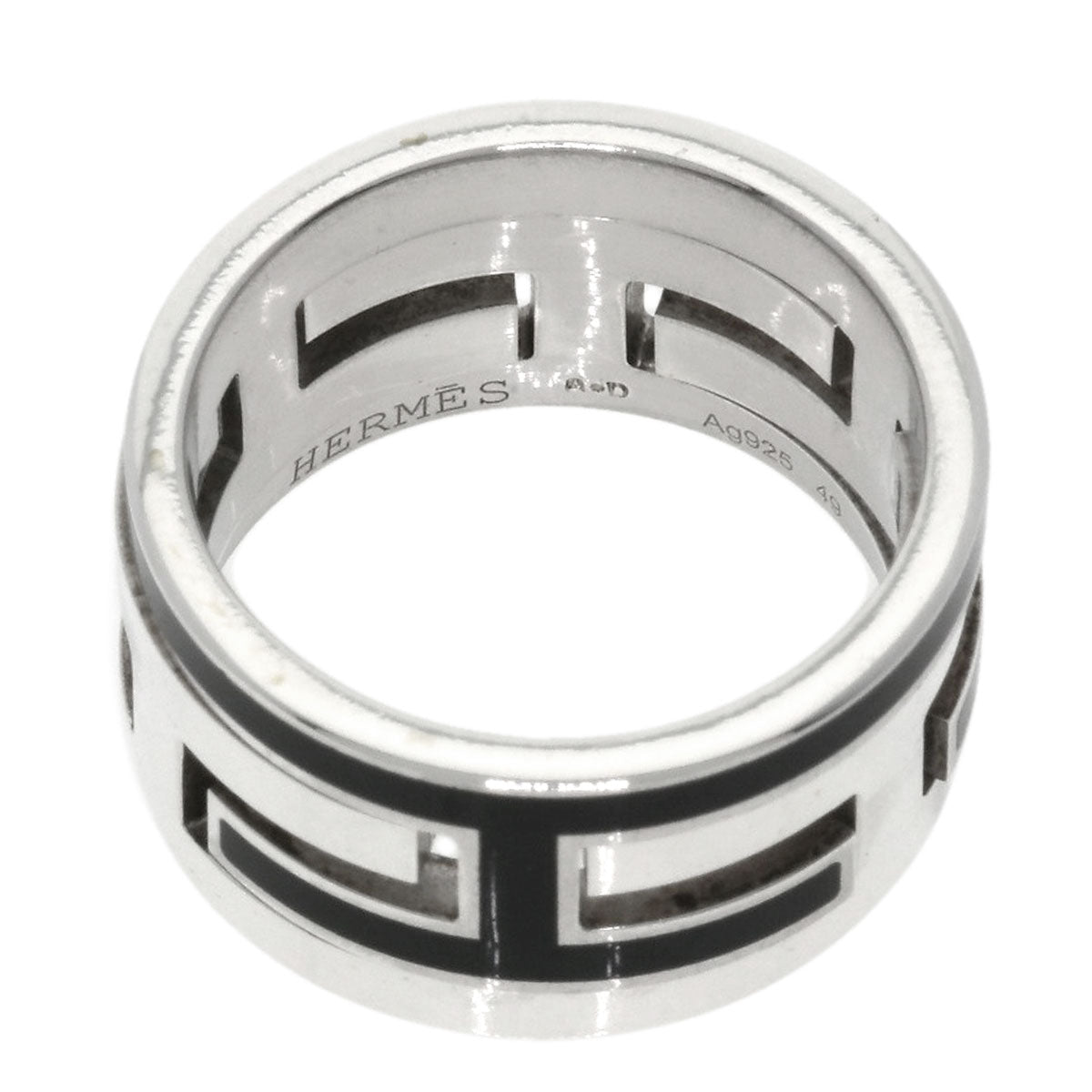 HERMES Move Ash Enamel #49 Ring Silver Ladies [Used]