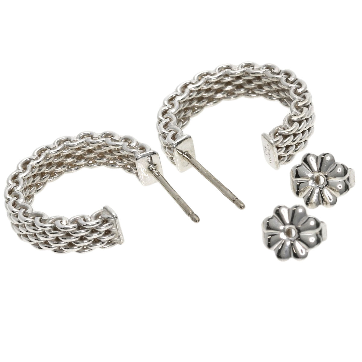 TIFFANY&Co. Somerset Mesh Hoops earring Silver Ladies [Used]
