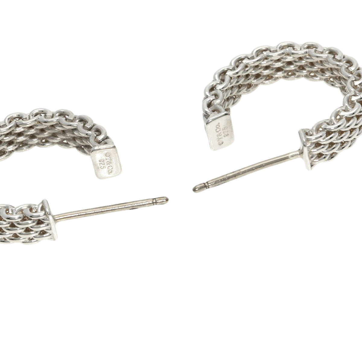 TIFFANY&Co. Somerset Mesh Hoops earring Silver Ladies [Used]