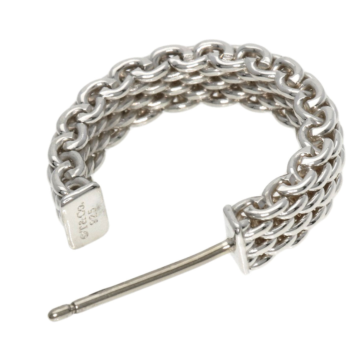 TIFFANY&Co. Somerset Mesh Hoops earring Silver Ladies [Used]