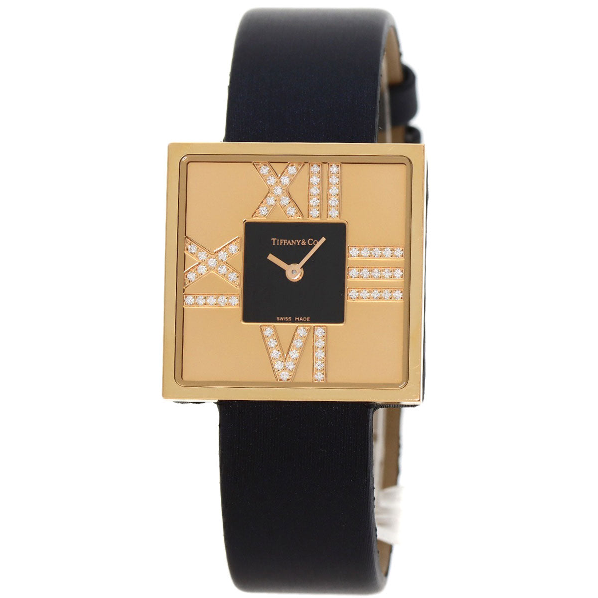 TIFFANY&Co. Atlas cocktail Diamond unused Watches Z1950.10.30E10A40E K18 Yellow Gold/Leather x Satin Ladies