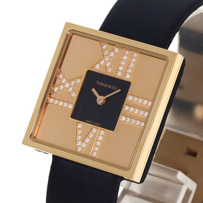 TIFFANY&Co. Atlas cocktail Diamond unused Watches Z1950.10.30E10A40E K18 Yellow Gold/Leather x Satin Ladies