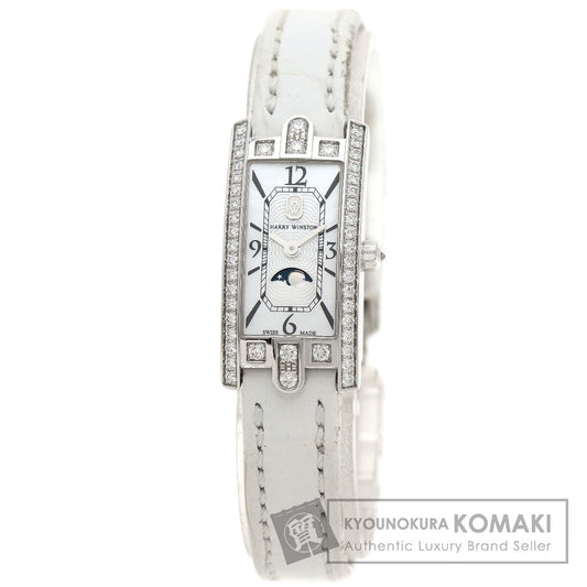 HARRY WINSTON Avenue C Mini Moonphase Watches AVCQMP16WW001 K18 White Gold/Leather Ladies