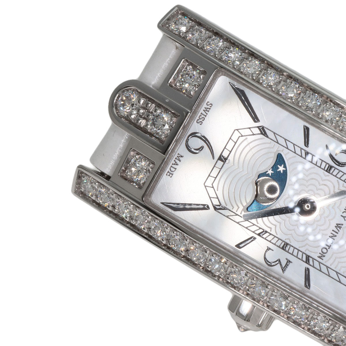 HARRY WINSTON Avenue C Mini Moonphase Watches AVCQMP16WW001 K18 White Gold/Leather Ladies