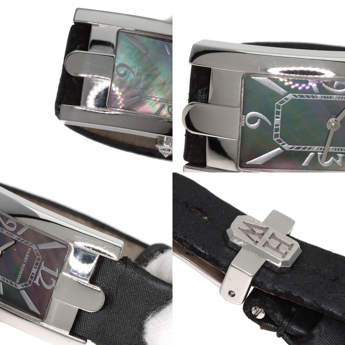 HARRY WINSTON Avenue C Watches 330LQW K18 White Gold/Leather x Satin Ladies