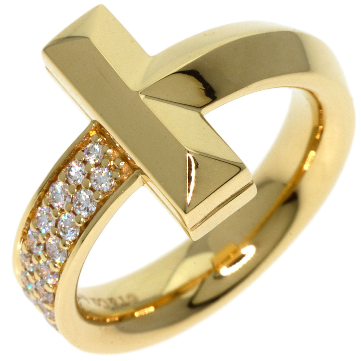 TIFFANY&Co.   Ring T One Half Diamond K18 Yellow Gold Ladies