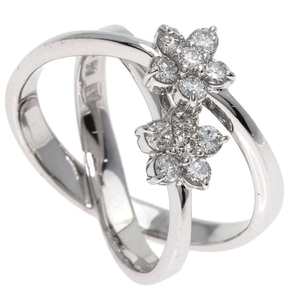 Ponte Vecchio Flower motif Diamond Ring K18 White Gold Ladies [Used]