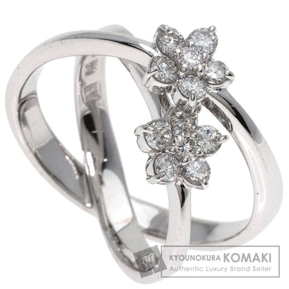Ponte Vecchio Flower motif Diamond Ring K18 White Gold Ladies [Used]