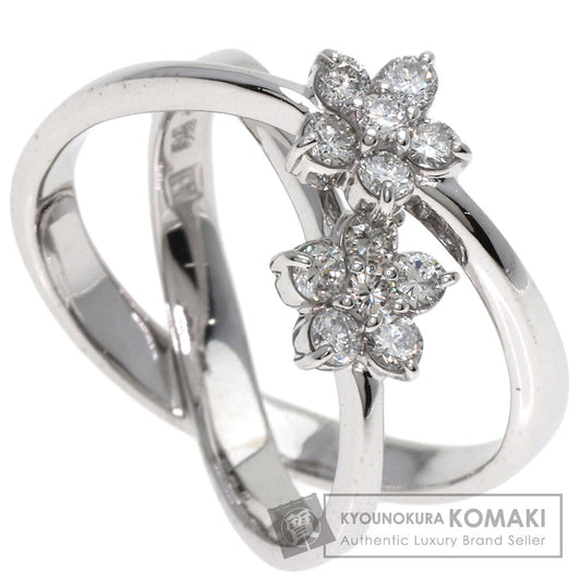 Ponte Vecchio Flower motif Diamond Ring K18 White Gold Ladies [Used]