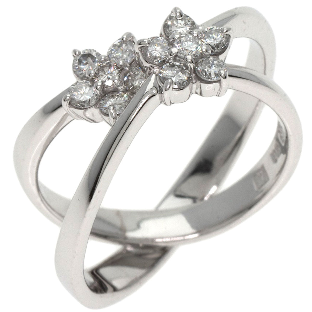 Ponte Vecchio Flower motif Diamond Ring K18 White Gold Ladies [Used]