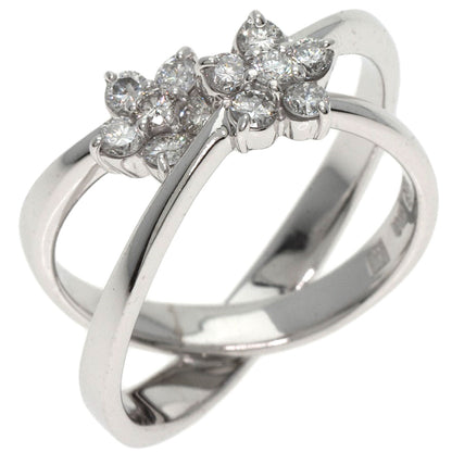 Ponte Vecchio Flower motif Diamond Ring K18 White Gold Ladies [Used]
