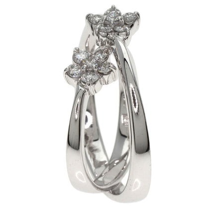 Ponte Vecchio Flower motif Diamond Ring K18 White Gold Ladies [Used]