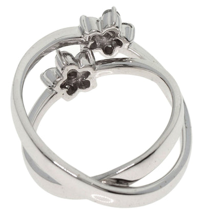 Ponte Vecchio Flower motif Diamond Ring K18 White Gold Ladies [Used]
