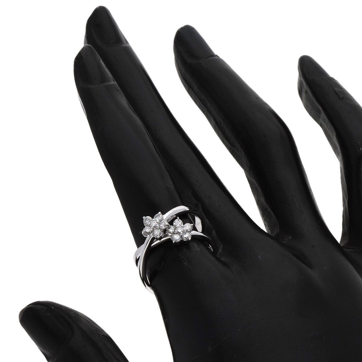 Ponte Vecchio Flower motif Diamond Ring K18 White Gold Ladies [Used]