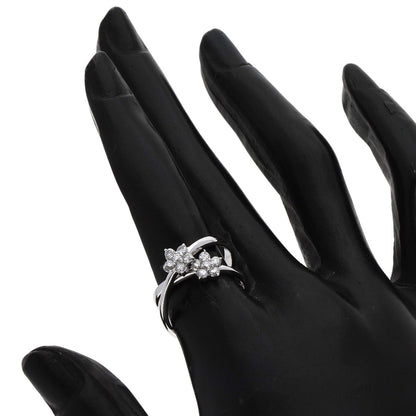 Ponte Vecchio Flower motif Diamond Ring K18 White Gold Ladies [Used]