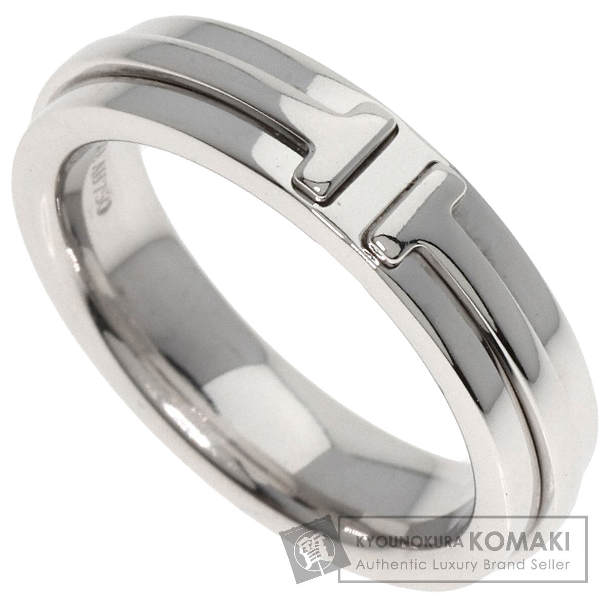 TIFFANY&Co. T TWO narrow Ring K18 White Gold Ladies [Used]