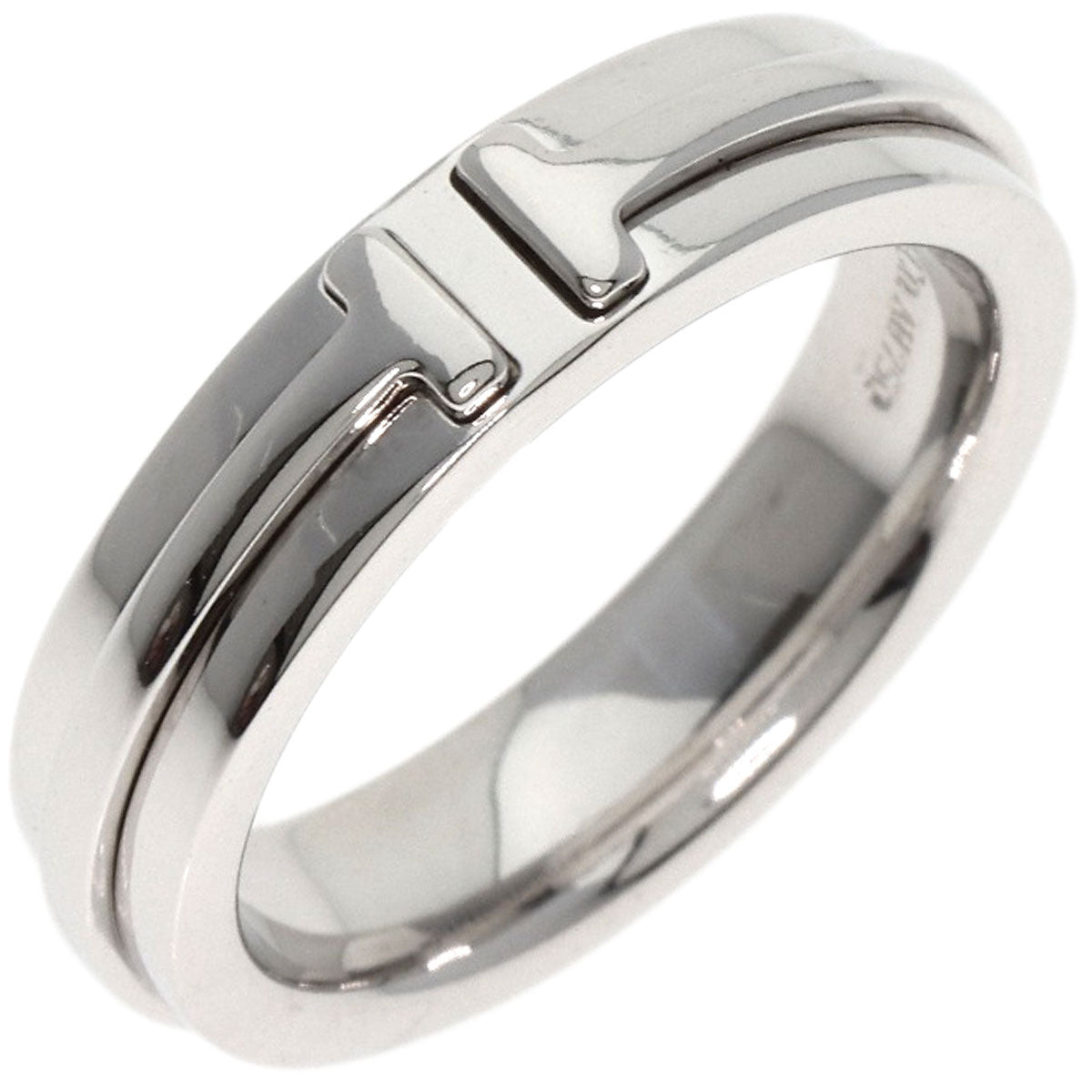 TIFFANY&Co. T TWO narrow Ring K18 White Gold Ladies [Used]