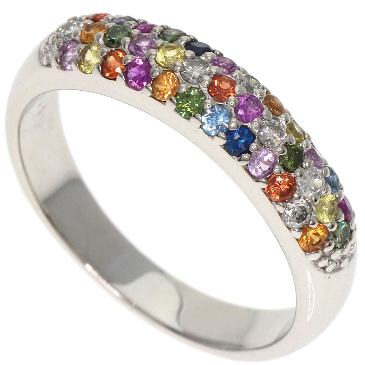 Ponte Vecchio Eterno Caffe Piccolini Sapphire Diamond Ring K18 White Gold Ladies [Used]