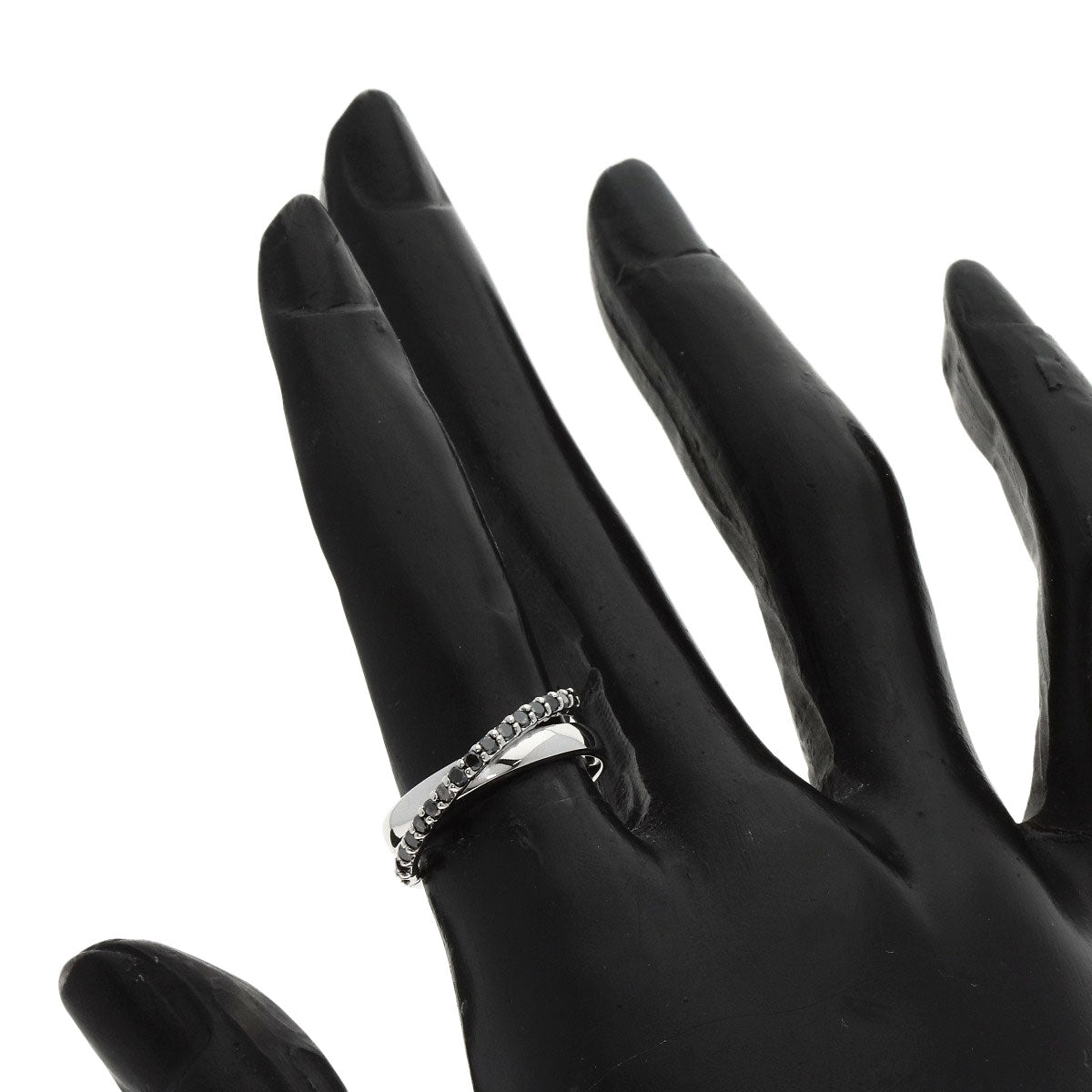 Ponte Vecchio Black　Diamond Ring K18 White Gold Ladies [Used]