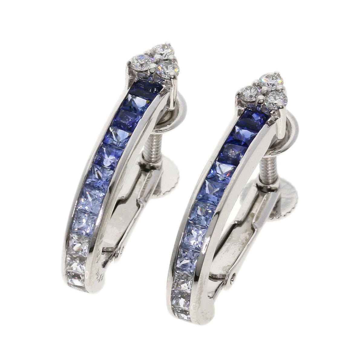 Jeunet   Earring Sapphire Diamond K18 White Gold K14WGLadies