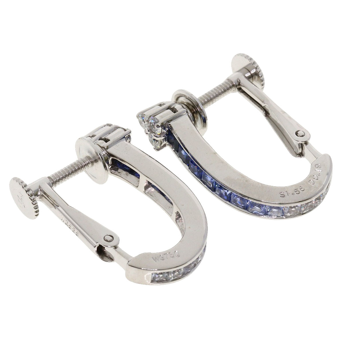 Jeunet   Earring Sapphire Diamond K18 White Gold K14WGLadies