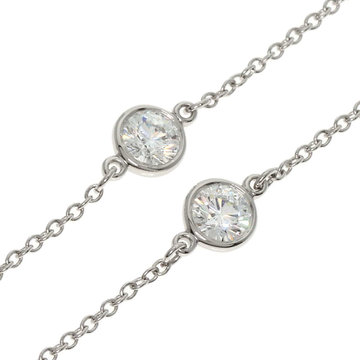 TIFFANY&Co. By The Yard 5P Diamond Necklace Platinum PT950 Ladies [Used]