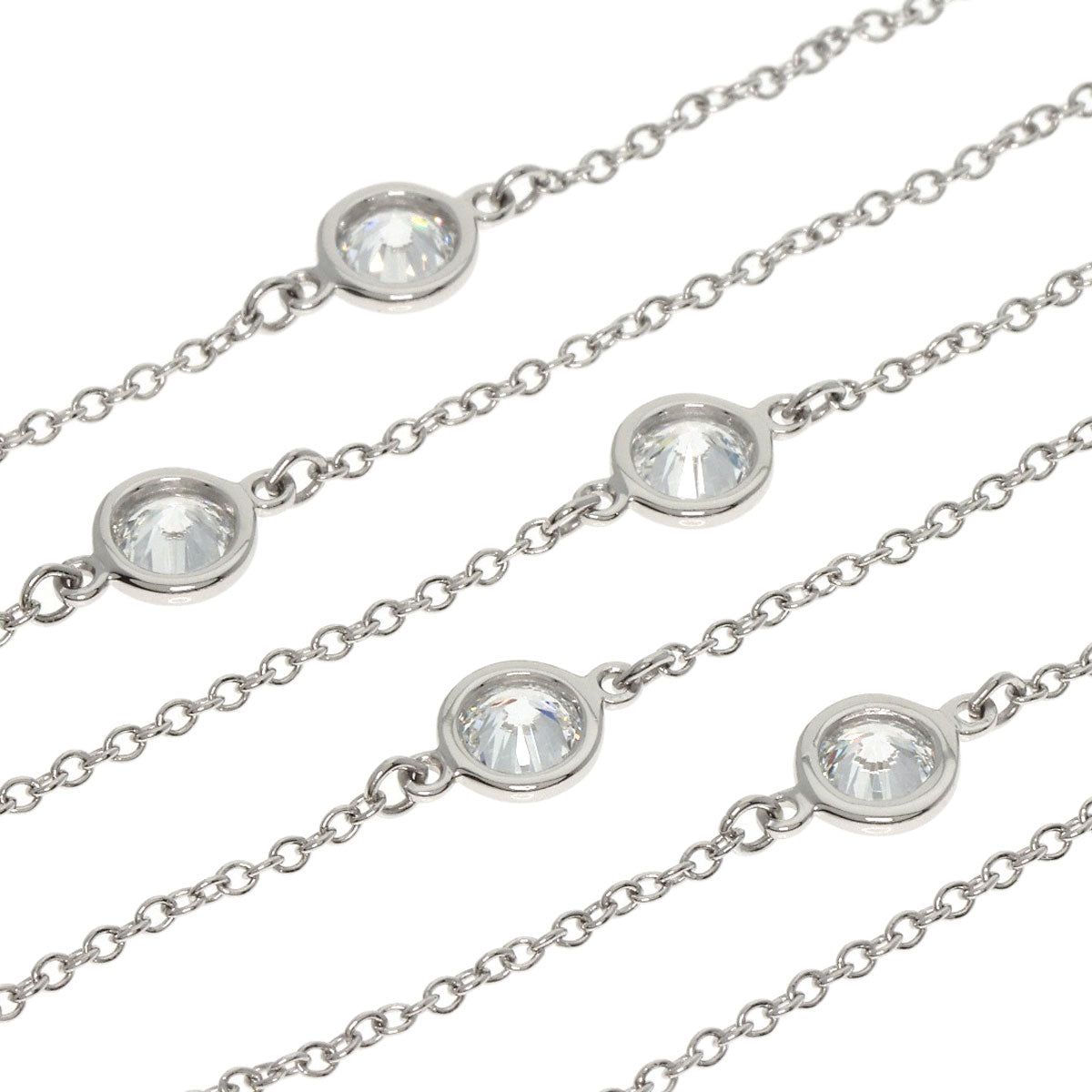 TIFFANY&Co. By The Yard 5P Diamond Necklace Platinum PT950 Ladies [Used]