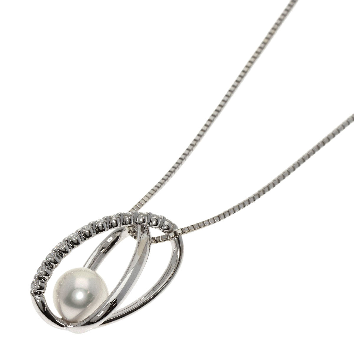 TASAKI PearlPearl Diamond Necklace K18 White Gold Ladies [Used]