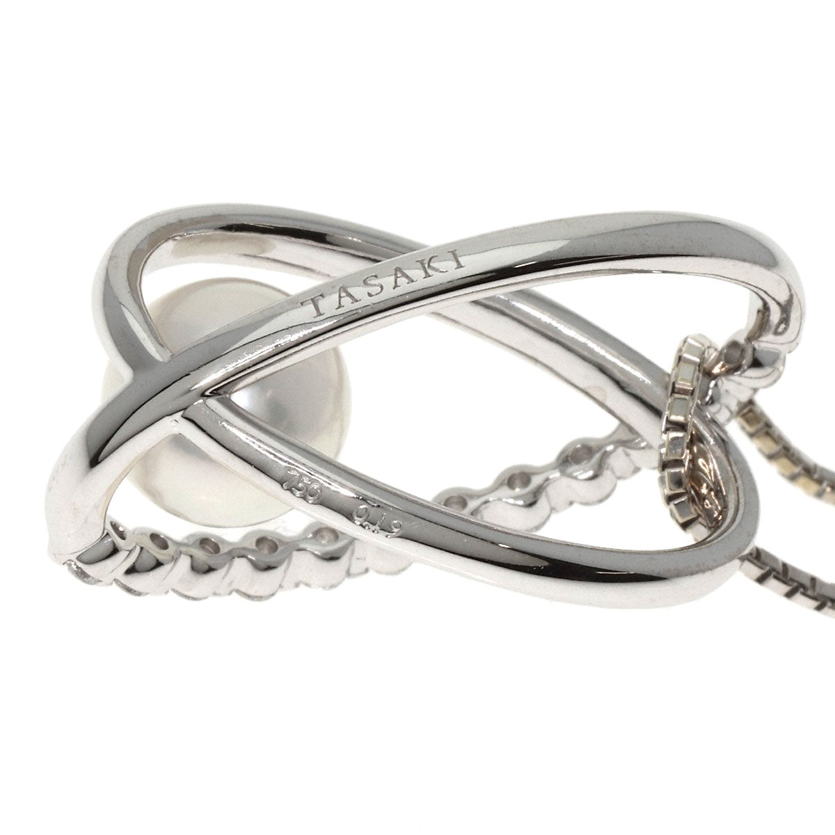 TASAKI PearlPearl Diamond Necklace K18 White Gold Ladies [Used]