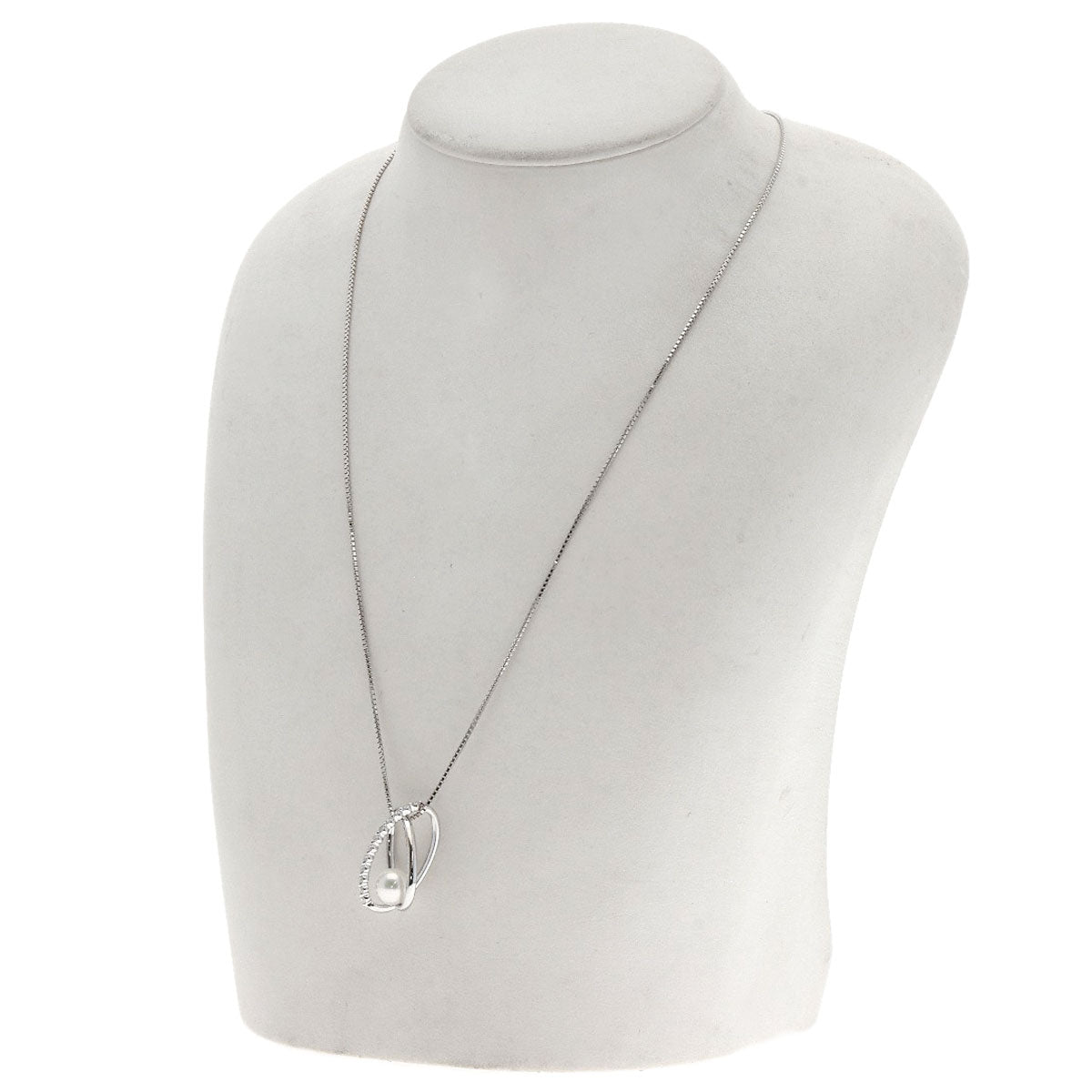 TASAKI PearlPearl Diamond Necklace K18 White Gold Ladies [Used]