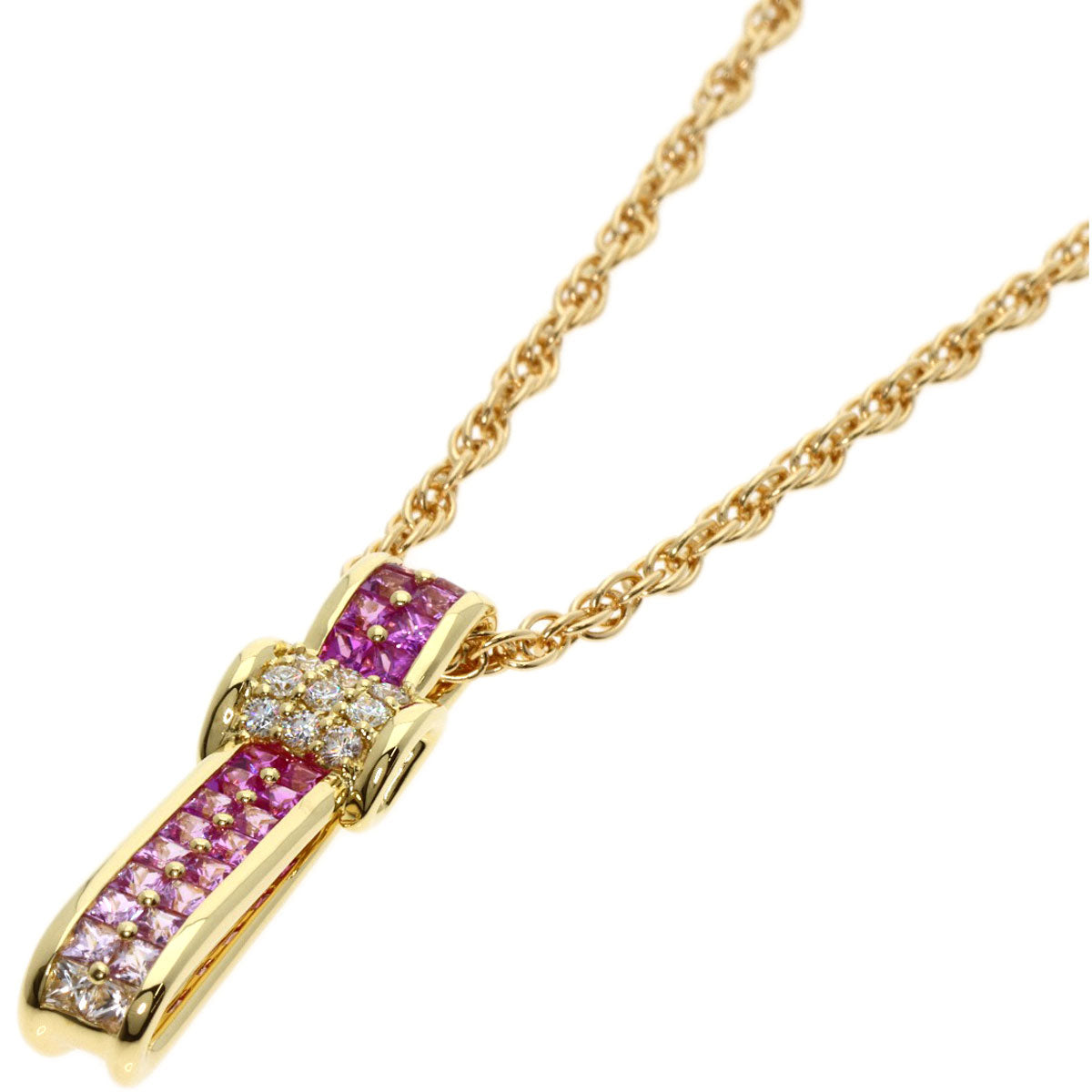 Jeunet   Necklace Pink Sapphire Diamond K18 Yellow Gold Ladies